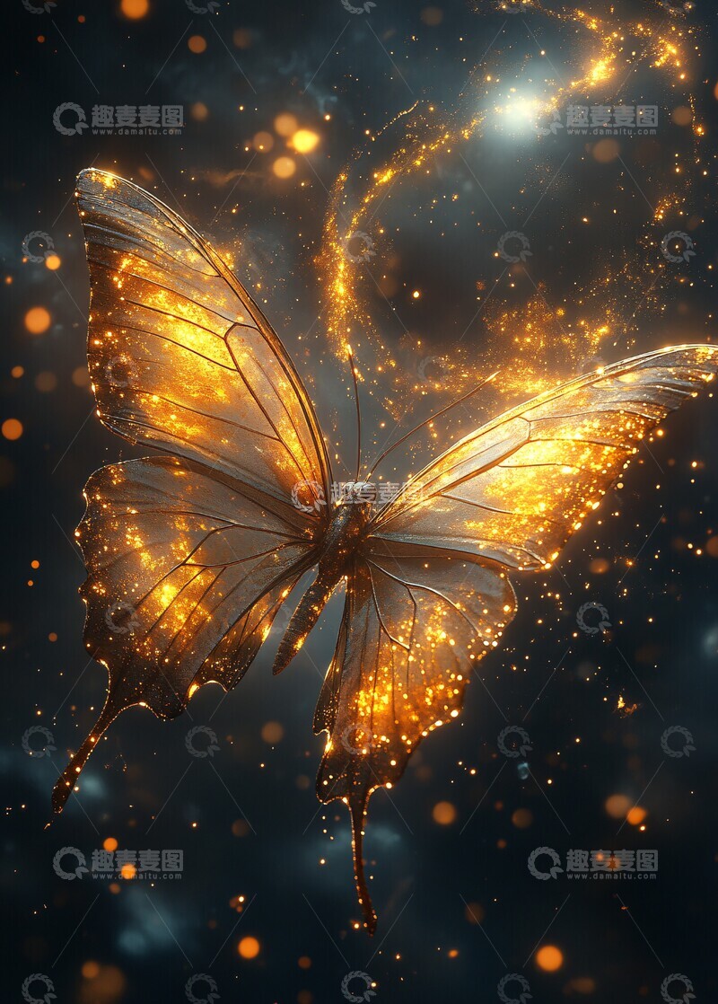 高清大图下载【趣麦麦图】蝴蝶飞翔宇宙间