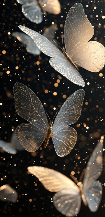 透明蝴蝶蝴蝶透明金色1