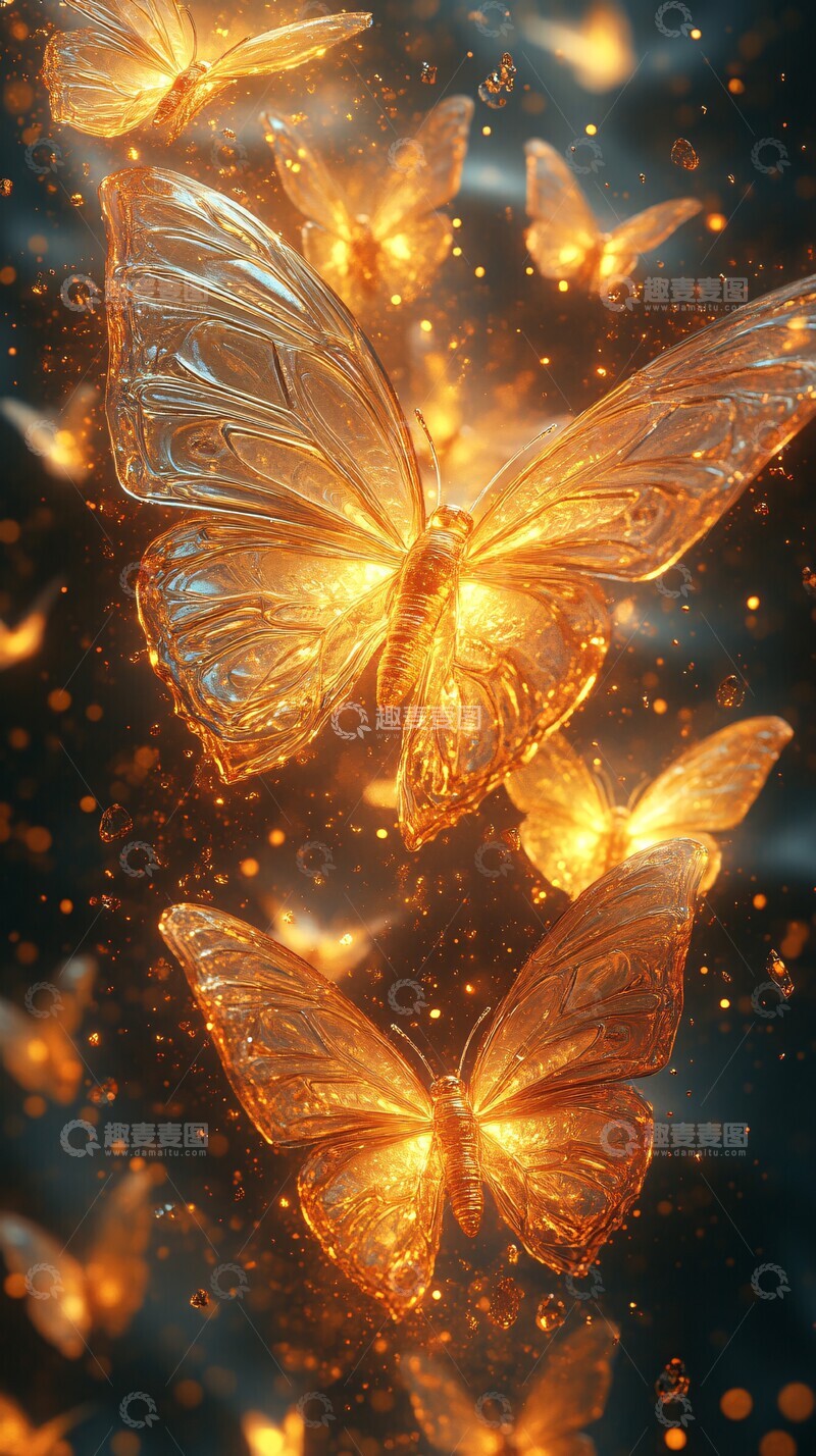 高清大图下载【趣麦麦图】黄金蝴蝶晶体碎片