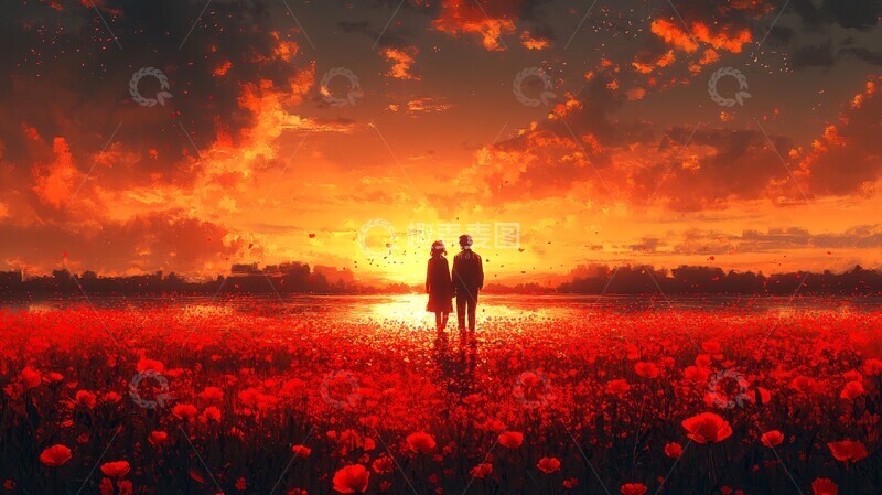 高清大图下载【趣麦麦图】情人节日落远景