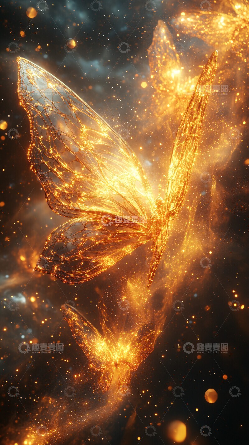 高清大图下载【趣麦麦图】黄金蝴蝶晶体3