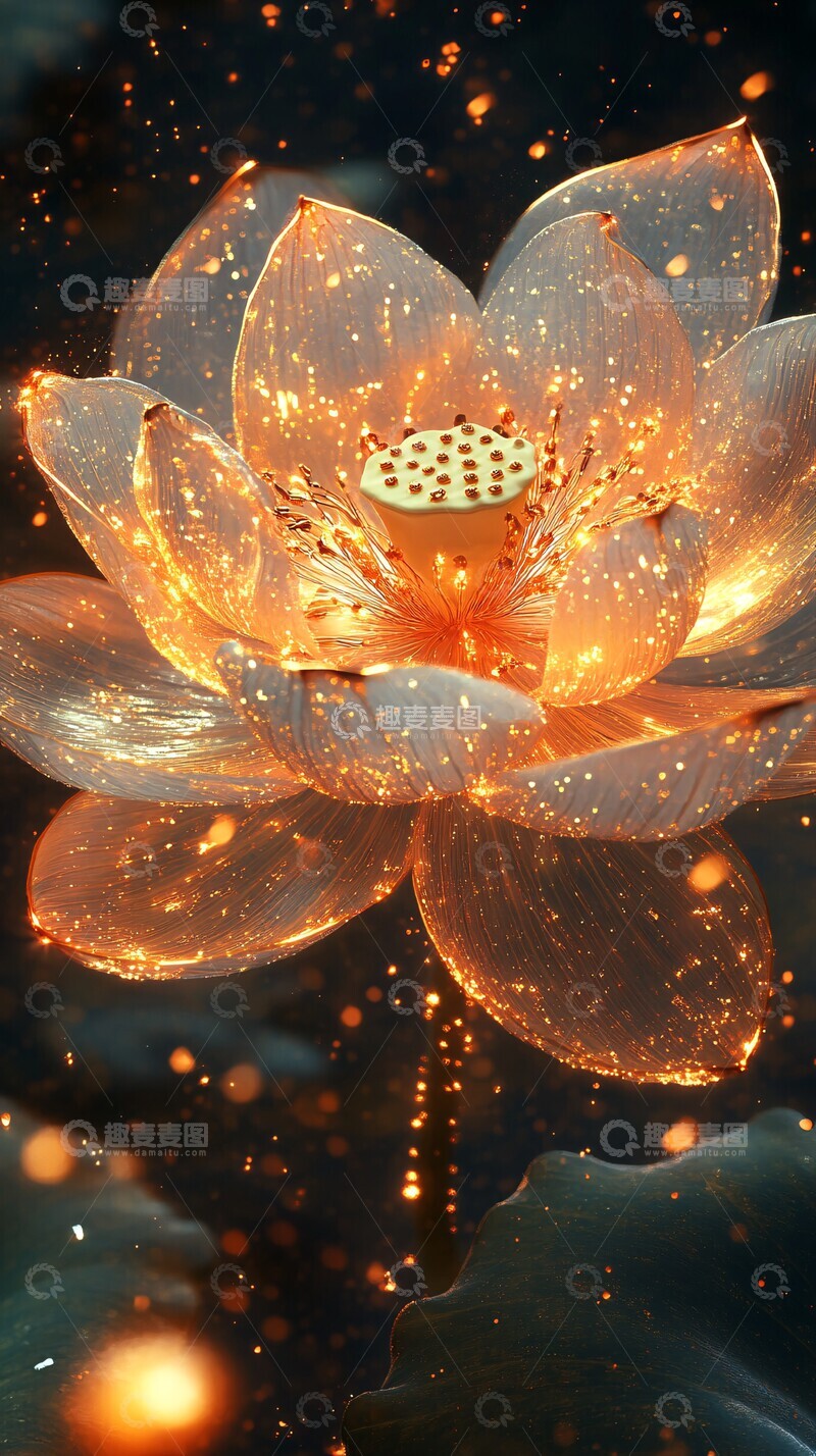 高清大图下载【趣麦麦图】-光纤莲花金饰图2