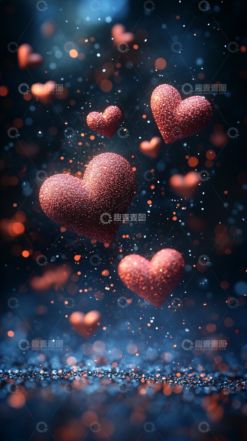 高清大图下载【趣麦麦图】心形粒子心形粒子黑色2