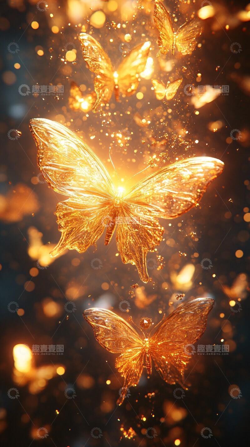 高清大图下载【趣麦麦图】黄金蝴蝶晶体碎片2