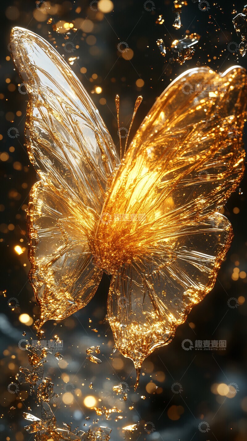 高清大图下载【趣麦麦图】黄金蝴蝶晶体碎片1