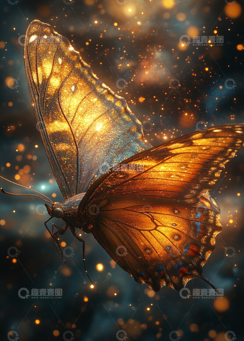 高清大图下载【趣麦麦图】蝴蝶飞翔宇宙间3