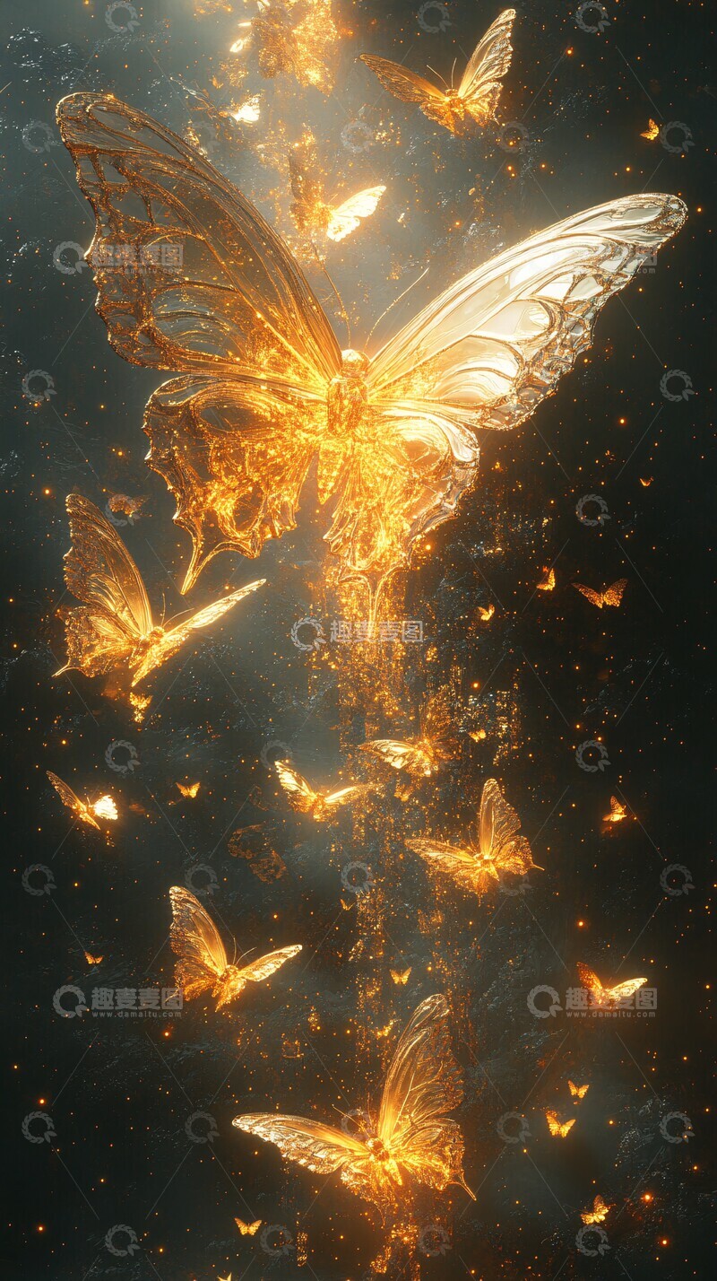 高清大图下载【趣麦麦图】黄金蝴蝶晶体2