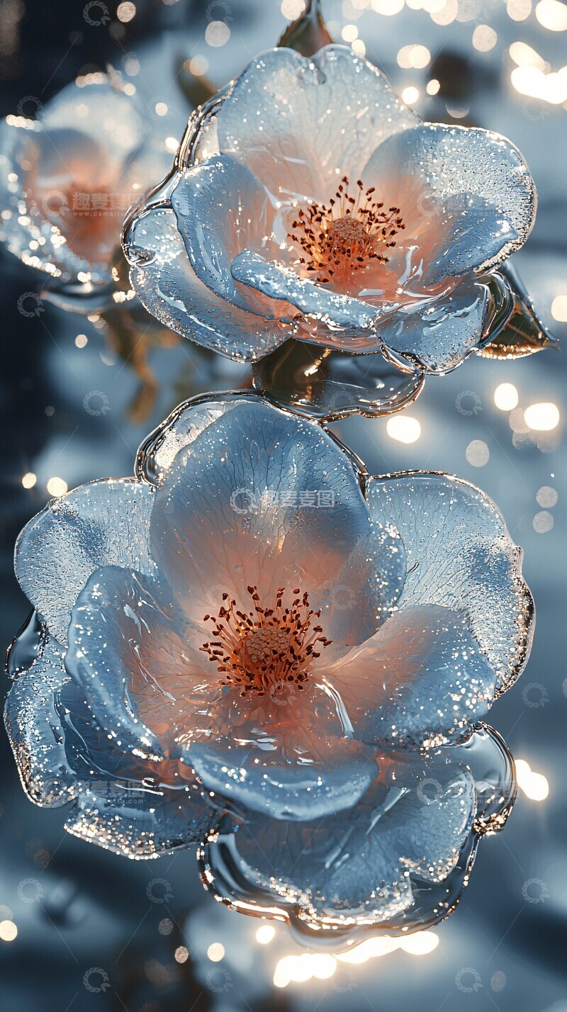 高清大图下载【趣麦麦图】蓝玫瑰银金水花