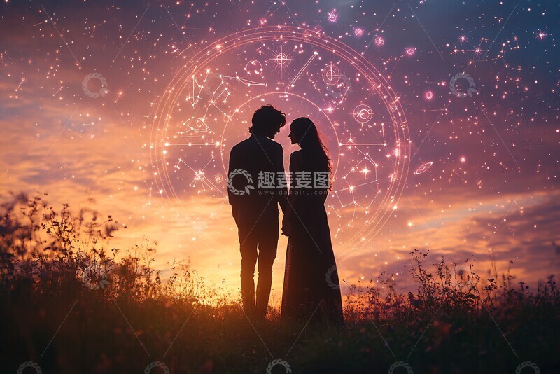 高清大图下载【趣麦麦图】星象天空下的牵手