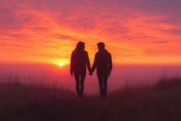 牵手夕阳下牵手夕阳天空2