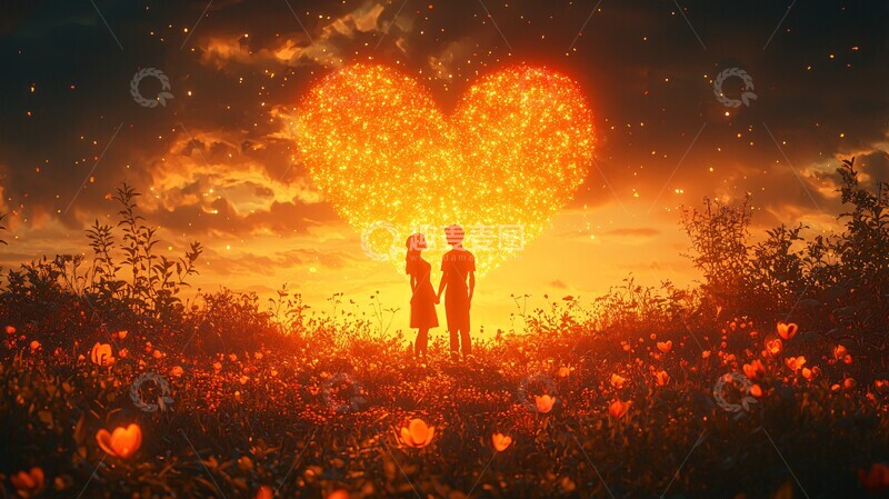 高清大图下载【趣麦麦图】-温暖红调卡通爱3