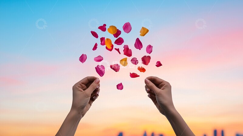 高清大图下载【趣麦麦图】花瓣飘落城市3