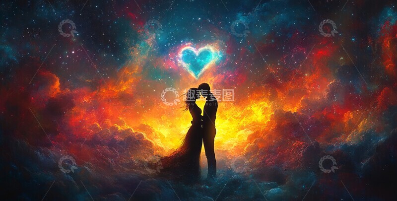 高清大图下载【趣麦麦图】云中相拥的二人