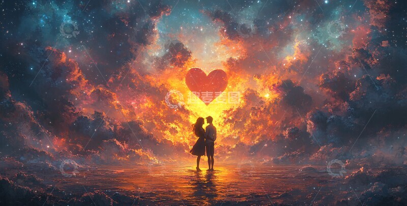 高清大图下载【趣麦麦图】云中相拥的二人1