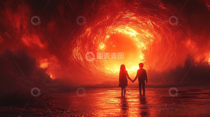 高清大图下载【趣麦麦图】-男孩女孩手牵手3