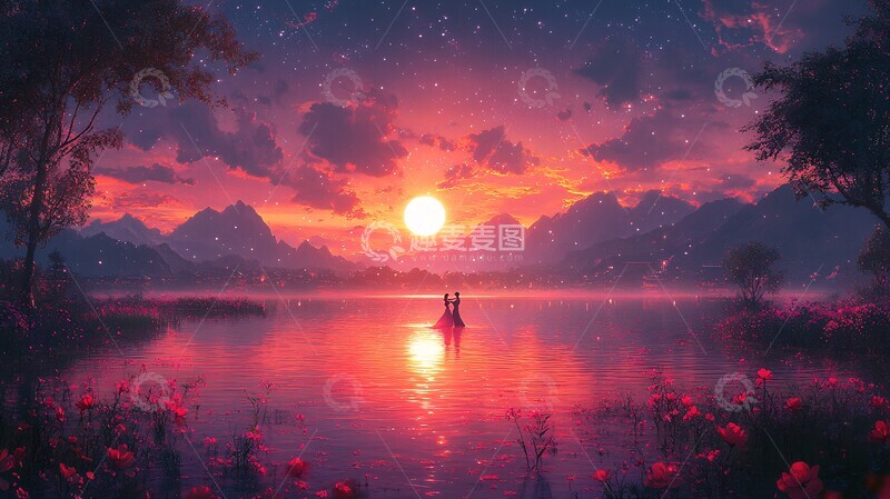 高清大图下载【趣麦麦图】星光湖畔的舞步