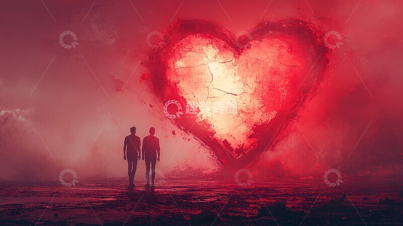 高清大图下载【趣麦麦图】心碎镜中两身影