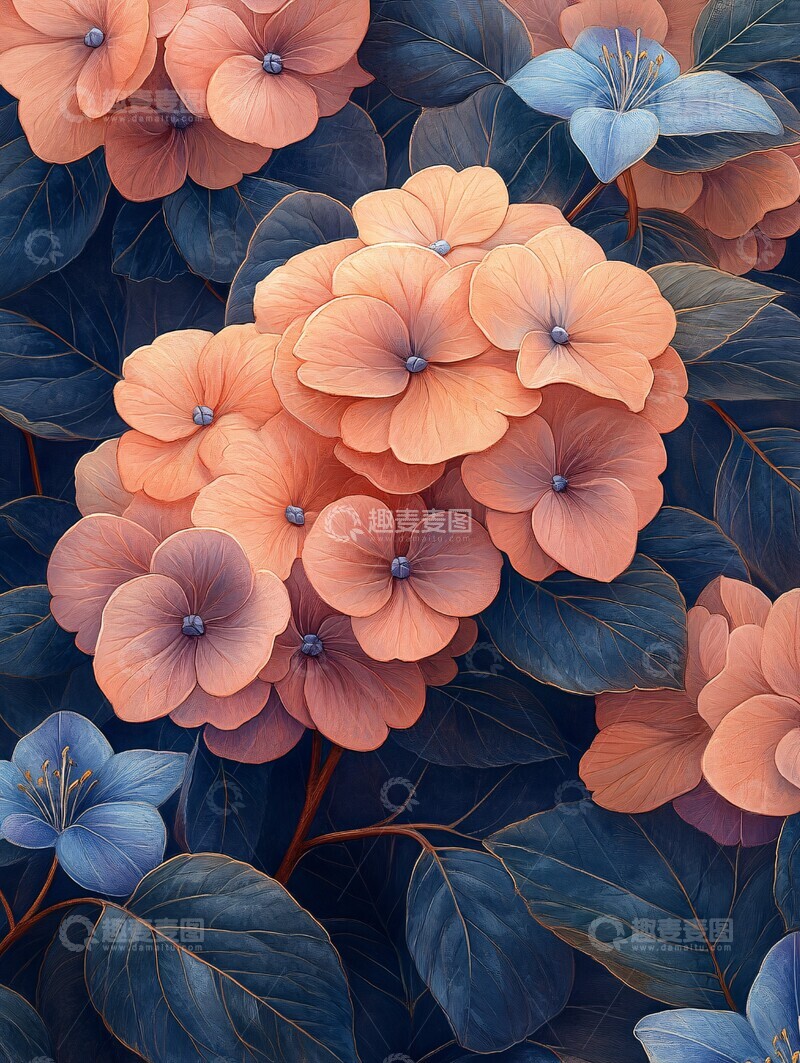 高清大图下载【趣麦麦图】粉紫绣球与蓝百合3