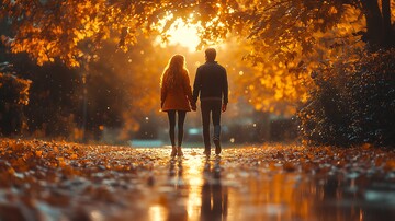 秋日下午牵手情侣1