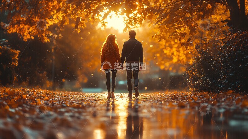 高清大图下载【趣麦麦图】秋日下午牵手情侣1