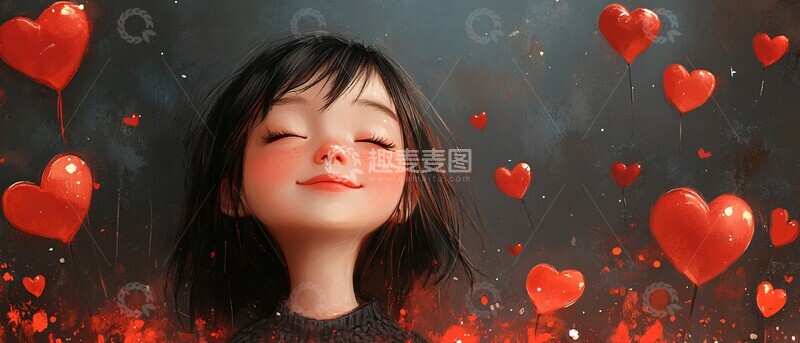 高清大图下载【趣麦麦图】情人节爱心气球4