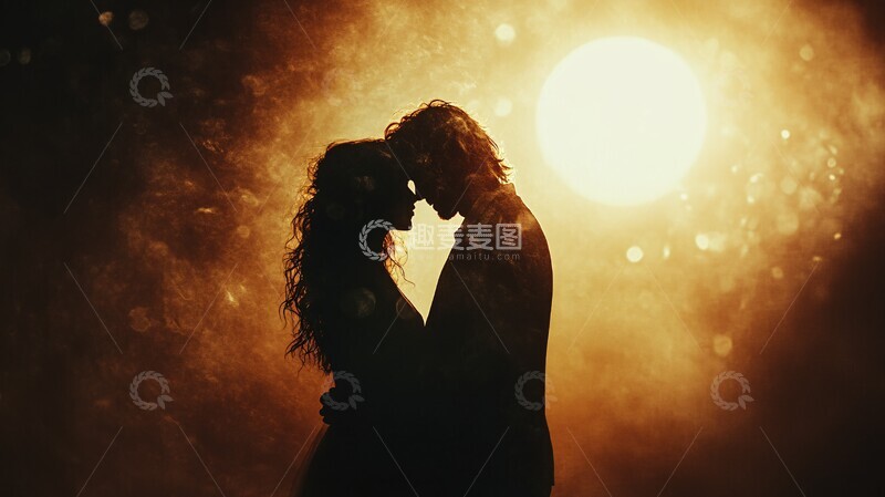 高清大图下载【趣麦麦图】月光下的拥抱