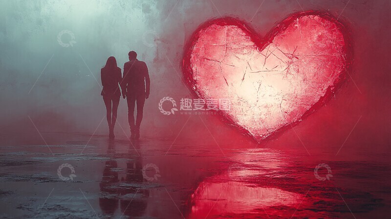 高清大图下载【趣麦麦图】心碎镜中两身影2