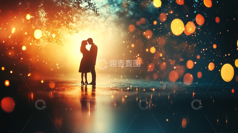 高清大图下载【趣麦麦图】月光下的拥抱1