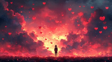 漂浮心形气球云朵1