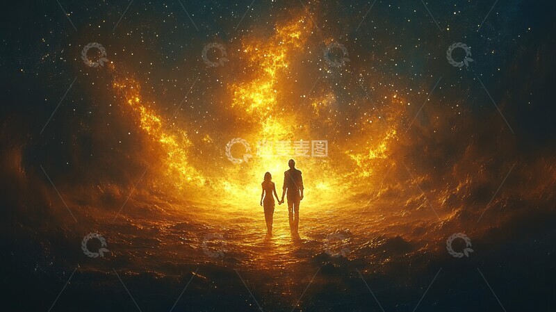 高清大图下载【趣麦麦图】星夜牵手星夜牵手恋人