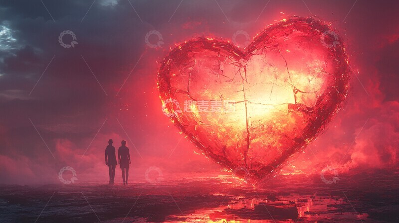 高清大图下载【趣麦麦图】心碎镜中两身影1