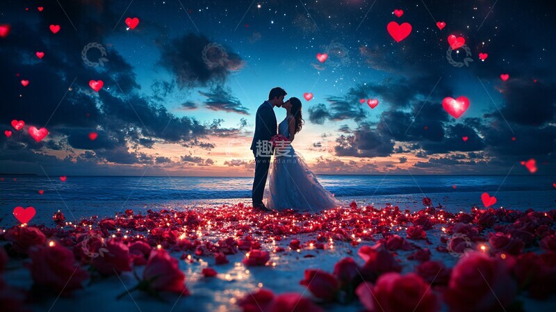 高清大图下载【趣麦麦图】白色沙滩上的婚礼1