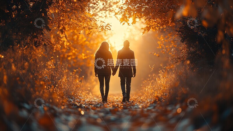 高清大图下载【趣麦麦图】秋日下午牵手情侣2