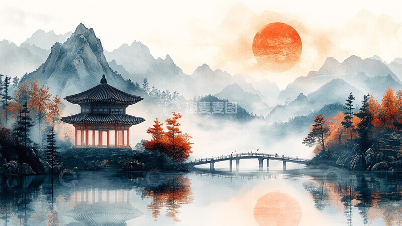 高清大图下载【趣麦麦图】韩国传统风景纹理2