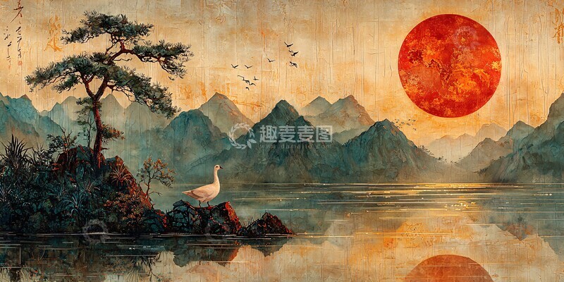 高清大图下载【趣麦麦图】雁飞檐下壁画时代细致