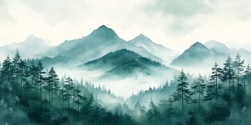 青山隐云间青山云间绿色3