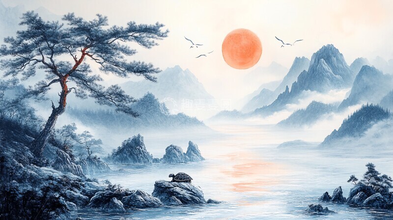 四季山水图四季山水松树1