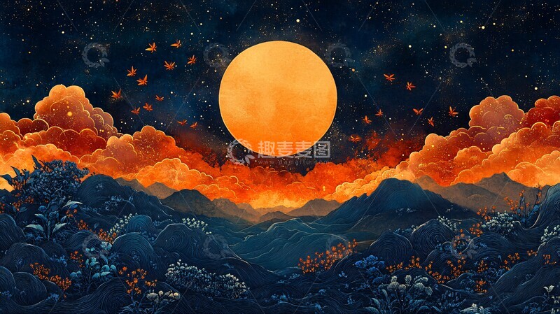 高清大图下载【趣麦麦图】天象蜂群草药图