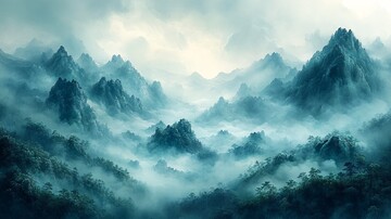 云雾山峰图云雾山峰笔触2