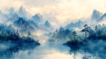 云雾山峰图云雾山峰笔触