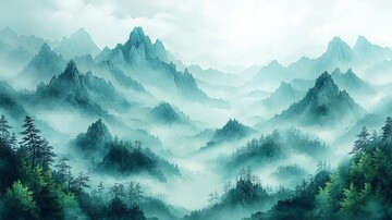 云雾山峰图云雾山峰笔触1