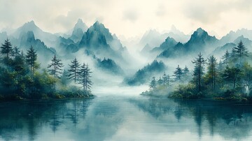 云雾山峰图云雾山峰笔触3