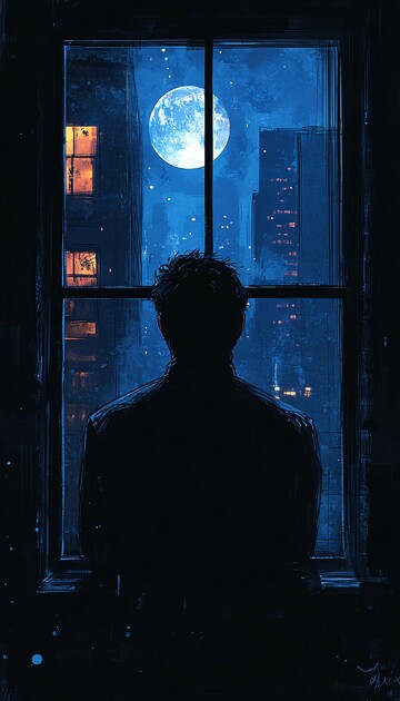 夜晚窗前身影2