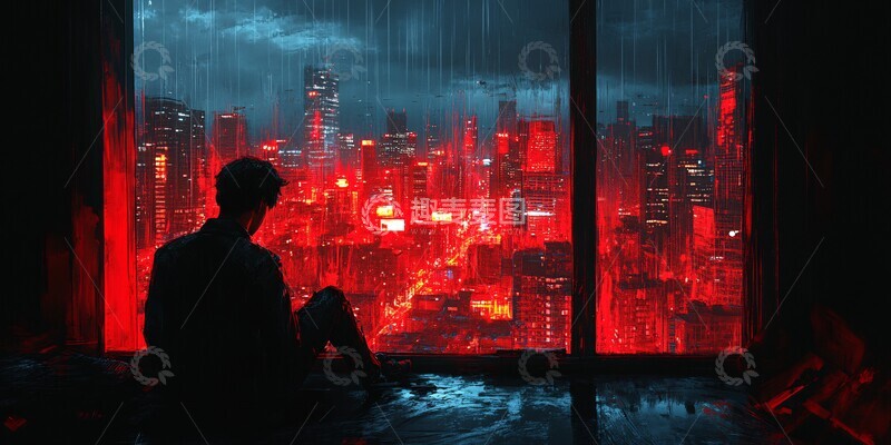 高清大图下载【趣麦麦图】雨中酒店眺望2