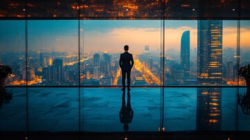 商务人士窗前沉思1