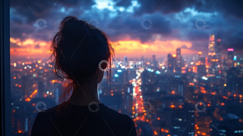 高清大图下载【趣麦麦图】女孩凝望夜空3