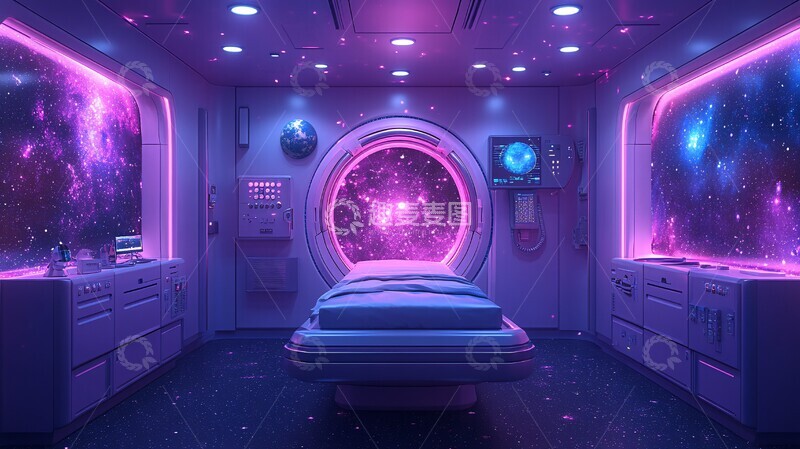 高清大图下载【趣麦麦图】医疗扫描仪太空墙绘1