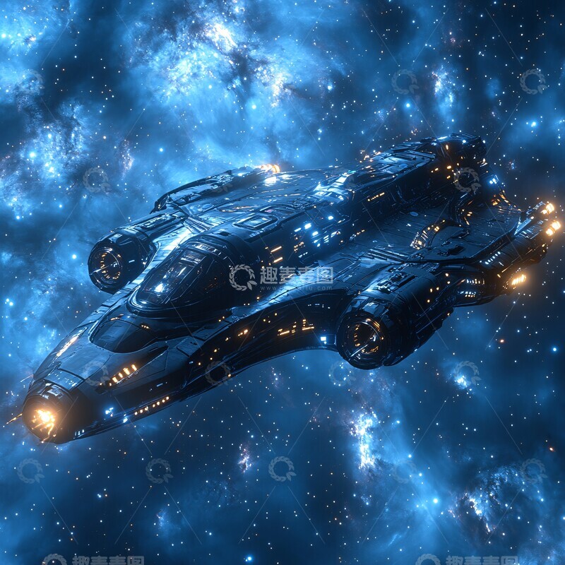 高清大图下载【趣麦麦图】-黑色蓝色金属飞船3