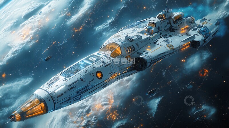 高清大图下载【趣麦麦图】蓝银星舰星舰宇宙太空1