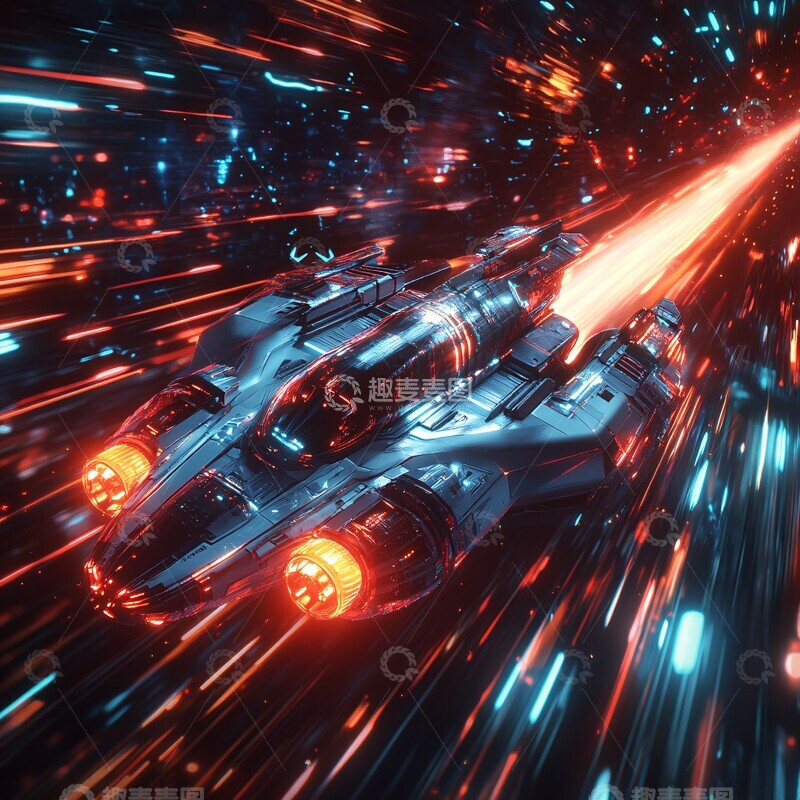 高清大图下载【趣麦麦图】霓虹飞船穿越未来3